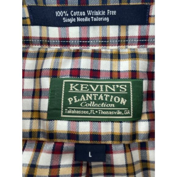 Kevin’s Plantation Collection Shirt Mens Large Red Blue Check Long Sleeve Button - Picture 9 of 10